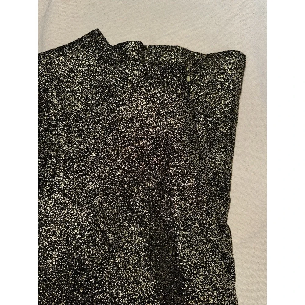 Michael Kors Women's Sz L Black Gold‎ Metallic Short Sleeve Party Sheath Dress